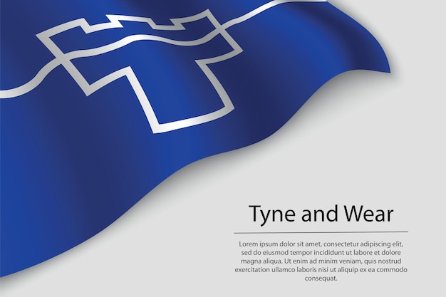 La bandiera dell'onda di tyne and wear è un modello vettoriale di banner o nastro della contea dell'inghilterra