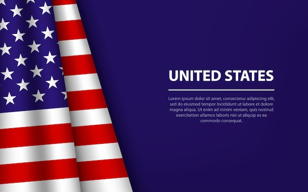 Wave flag of United States with copyspace background