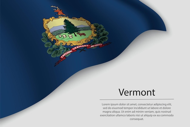 Wave flag of Vermont is a state of United States Banner or ribbon vector template