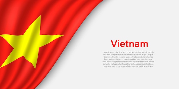 Волновой флаг Вьетнама на белом фоне