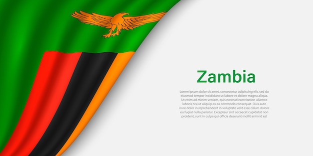 Vector wave flag of zambia on white background