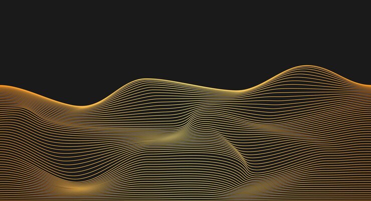 Vector wave flowing liquid line abstract background golden outline texture smooth dynamic yellow gradient waves