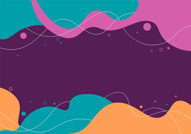 Wave fluid background with memphis elements Vector