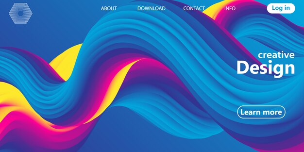 Vector wave fluid flow landing page