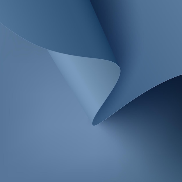 Un'onda da un foglio di carta illustrazione vettoriale di un ricciolo di un foglio di carta blu