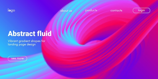 Wave gradient poster with 3d fluid shape