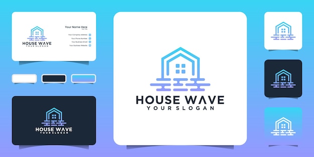 Wave house logo design inspiration and business card