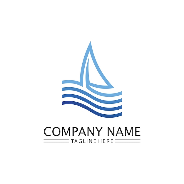 Значок волны и векторная иллюстрация капли воды дизайн логотипа бизнес