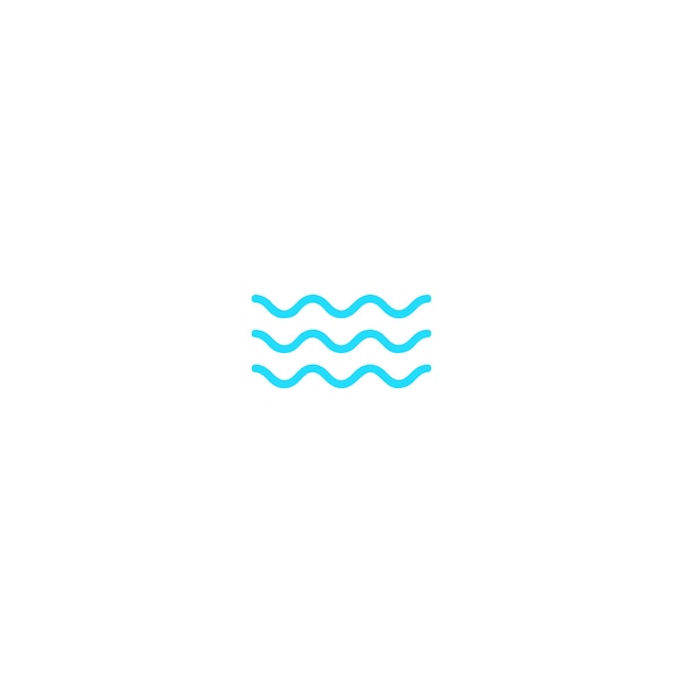 wave icon three lines down simple light blue color isolated background