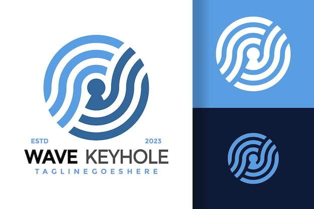 Wave keyhole logo design vector symbol icon illustration