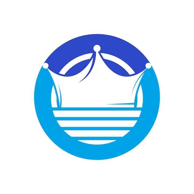 波の王のベクトルのロゴのデザイン 水海の波と王冠のベクトルのデザイン