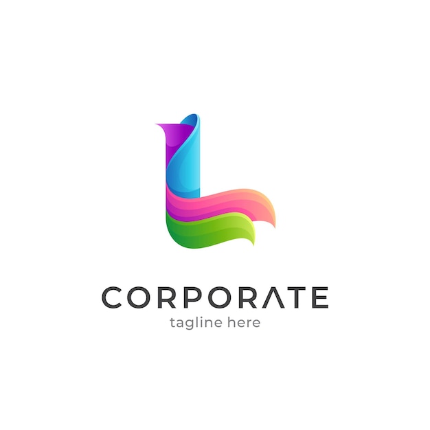 Vector wave letter l creative logo design concept