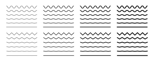 Wave line and wavy zigzag lines Black underlines wavy curve zig zag line pattern in abstract style