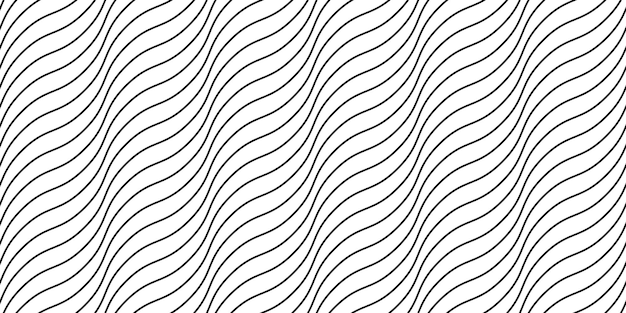 Wave lines seamless pattern Black and white undulate stripes repeating background Diagonal wavy