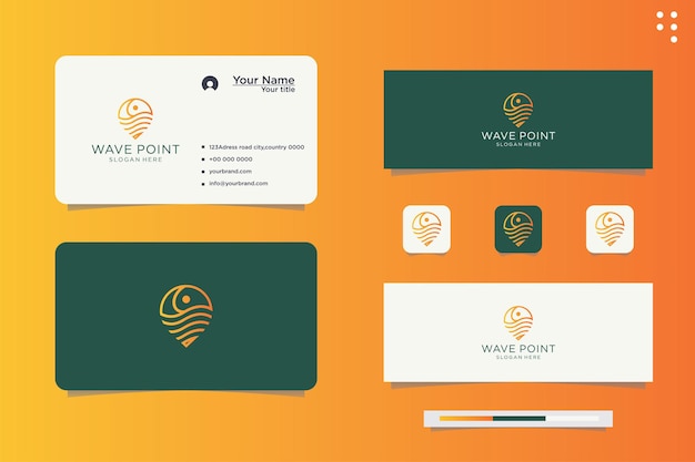 Wave location pin logo design gradient gele kleur