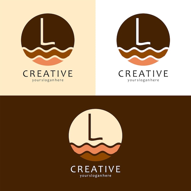文字 L と波のロゴ デザイン