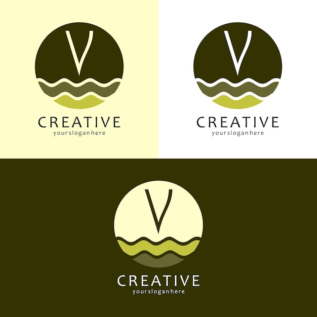 Wave logo-ontwerp met letter v