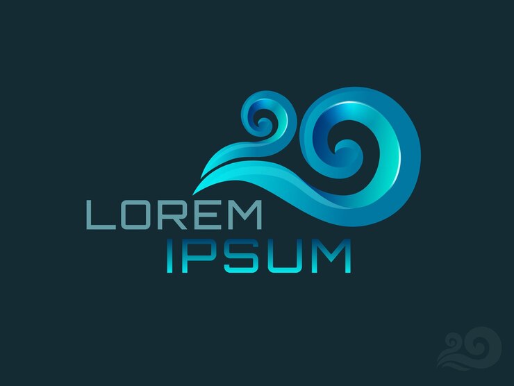 wave logo template isolated on dark background. 