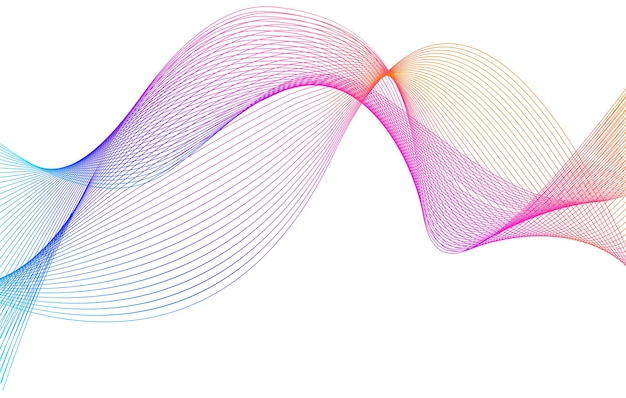 Волна множества цветных линий Абстрактные волнистые полосы на белом фоне изолированы Креативное линейное искусство Векторная иллюстрация EPS 10 Элементы дизайна, созданные с помощью инструмента Blend Tool Изогнутая гладкая лента