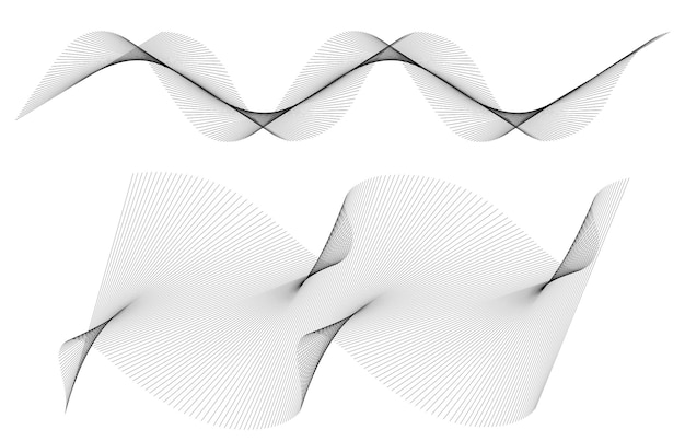 多くの色付きの線の波 分離した白い背景の上の抽象的な波状のストライプ クリエイティブ ライン アート ベクトル イラスト EPS 10 ブレンド ツールを使用して作成されたデザイン要素 湾曲した滑らかなテープ