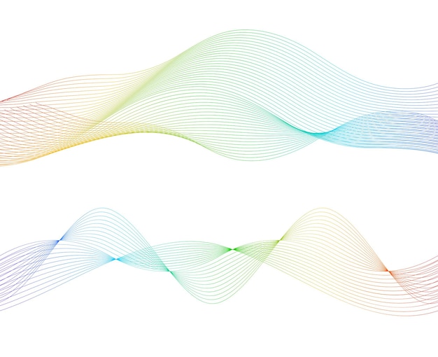 多くの色付きの線の波分離した白い背景の上の抽象的な波状のストライプ 創造的なライン アート