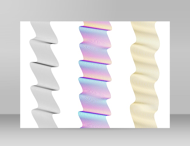 Onda delle molte linee colorate strisce ondulate astratte su sfondo bianco isolato