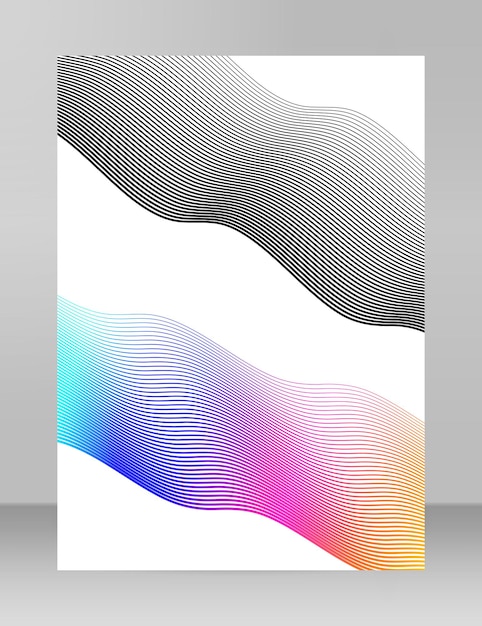 多くの色付きの線の波分離した白い背景の上の抽象的な波状のストライプ