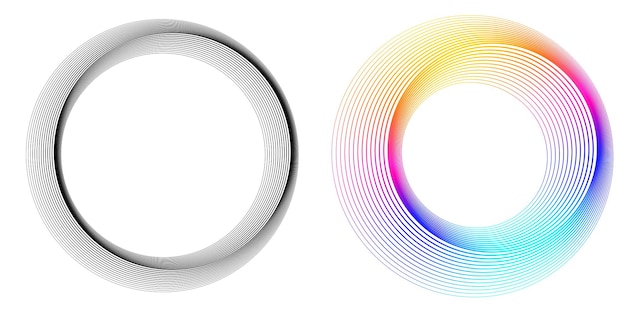 Wave many lines circle frame Design elements blur02