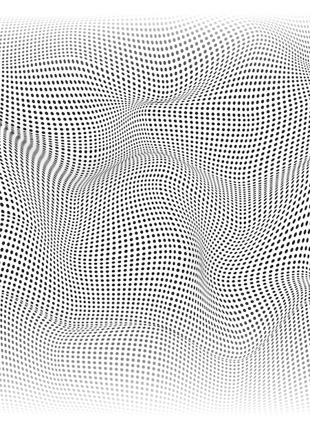 Wave mesh with connected black dots. connections dynamic particles.