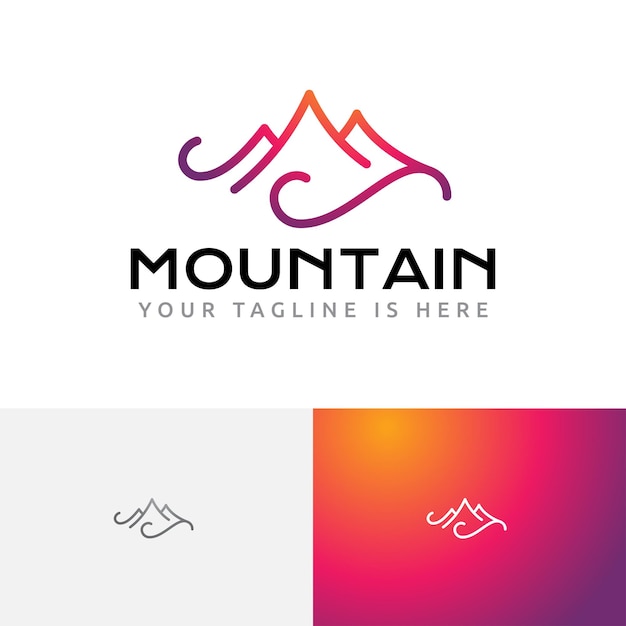 Волна Гора Природа Приключение Уникальный логотип Monoline
