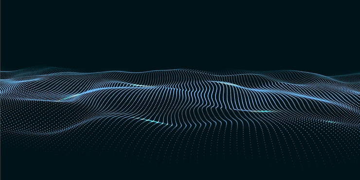 Vector wave of moving dots on an abstract dark background vector illustration