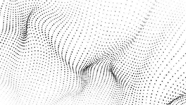 Wave of moving dots Abstract white background Vector 3d illustration