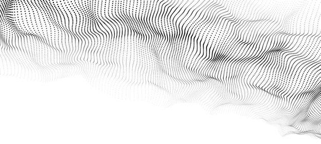 A wave of moving particles Abstract vector 3d illustration on a white background