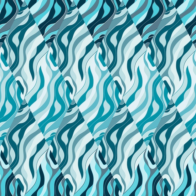 Wave mozaïek naadloos patroon Abstract vloeibaar ornament Decoratief zacht lijnenbehang