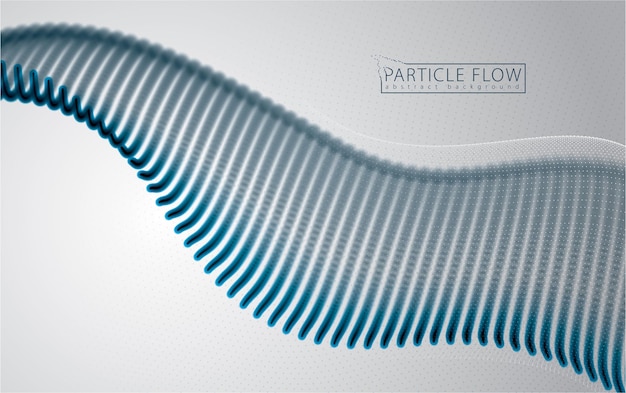 Волна текущих частиц над серым цветом. размытые круги вектор абстрактный фон. красивый волнообразный массив размытых точек.