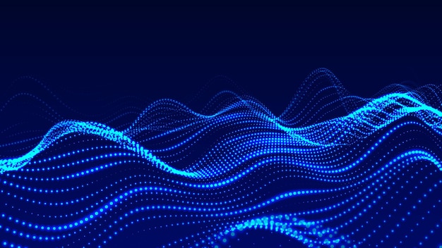 Wave of particles Abstract achtergrond met een dynamische golf Big data Futuristische blauwe vector illustratie