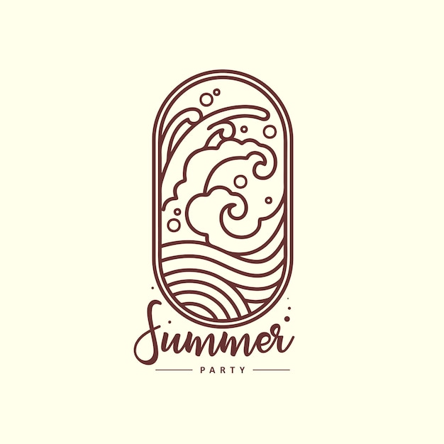 Вектор Иллюстрация волнового контура для потрясающего летнего логотипа