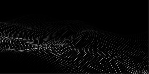 Vector wave of particles abstract background with a dynamic wave big data