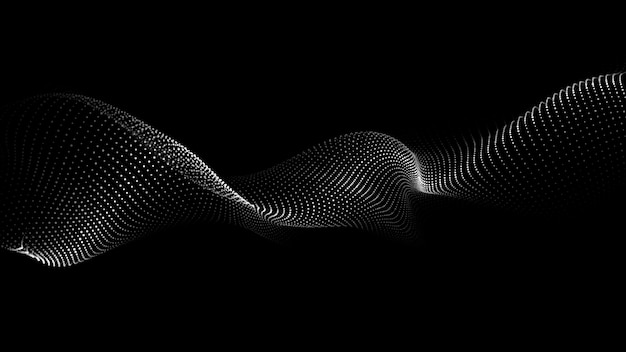 A wave of particles Abstract dark background with dynamic wave The concept of technological background Big data Vector illustration