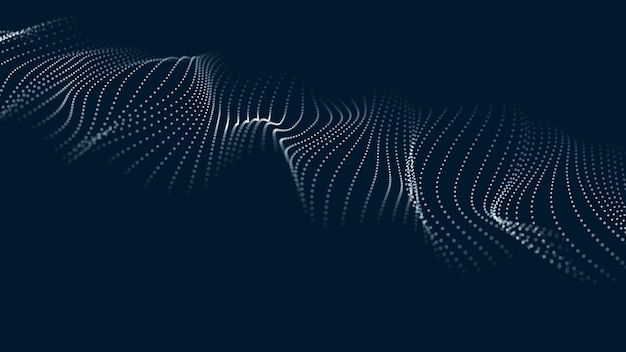 Волна частиц Футуристическая точечная волна Векторная иллюстрация Абстрактный фон с динамической волной Волна 3d