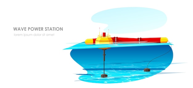 ベクトル 波力発電所代替生態学的電気生産海洋と海の再生可能なクリーンな資源現代技術水流発電ベクトル図