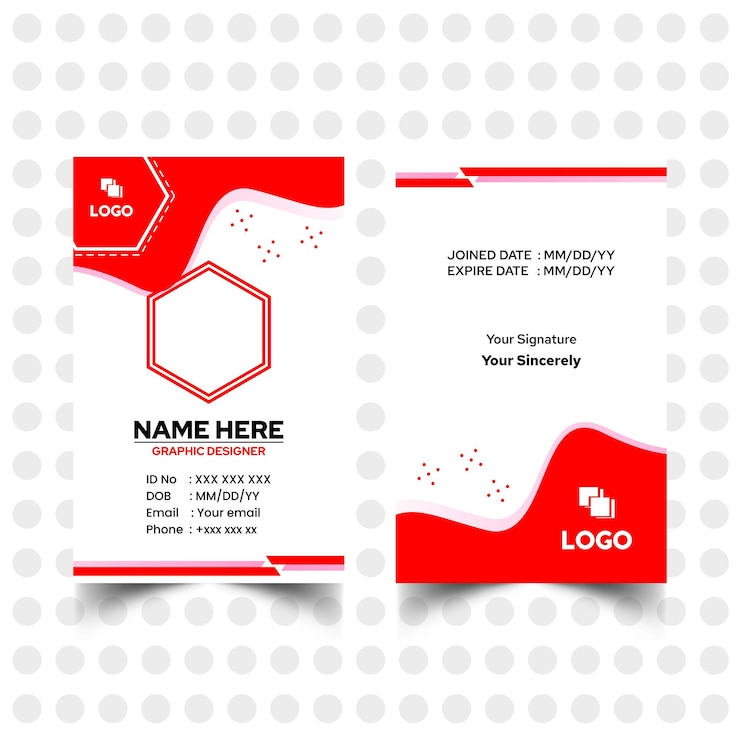 Wave red id card template