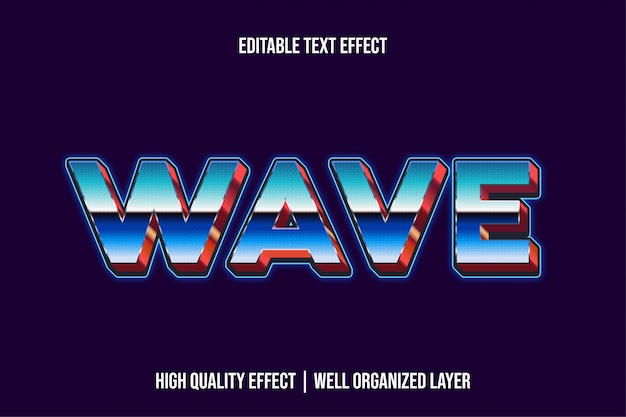 Vector wave retro modern text effect style