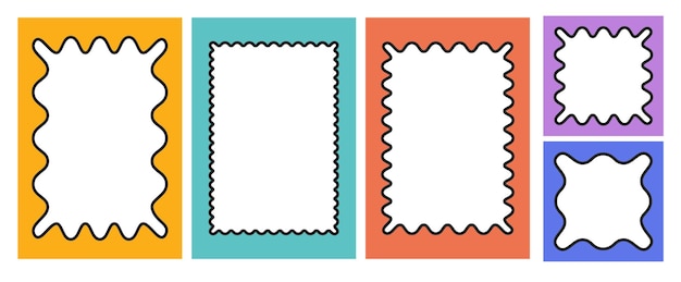 Wave scalloped edge wavy abstract frame Retro aesthetic zigzag text box silhouette Design elements for a social media story or post