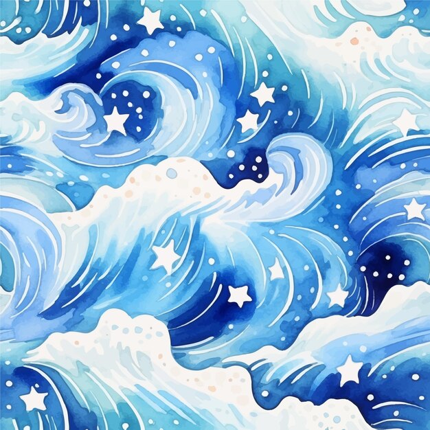 Wave sea seamless pattern vector