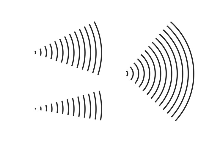 Vector wave signal radio sonar effect lines or antenna radiation vibration sonic rings ways clip art radial