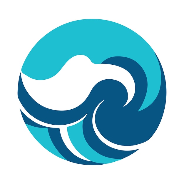波のシンプルな最小限のロゴ創造的な海または海のイラスト現代の会社または企業の要素