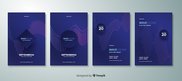 Collezione di poster di musica elettronica wave sound