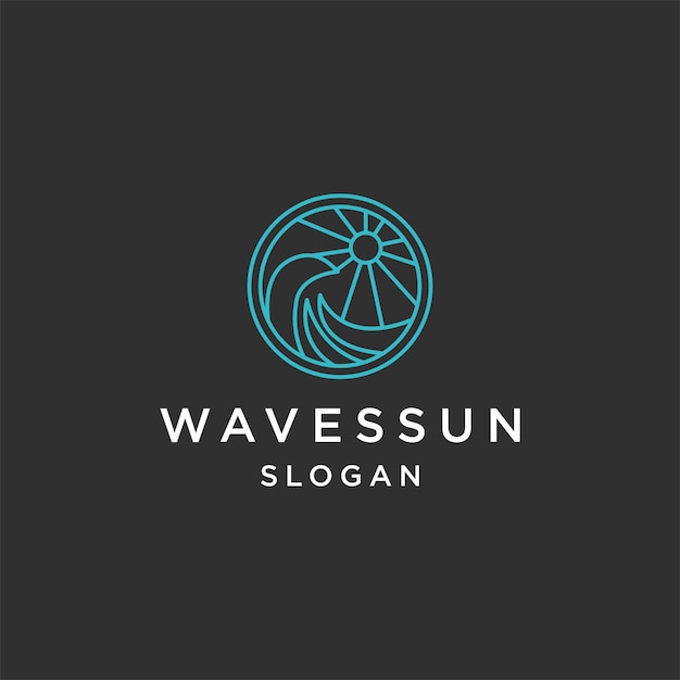 Wave sun logo icon design template