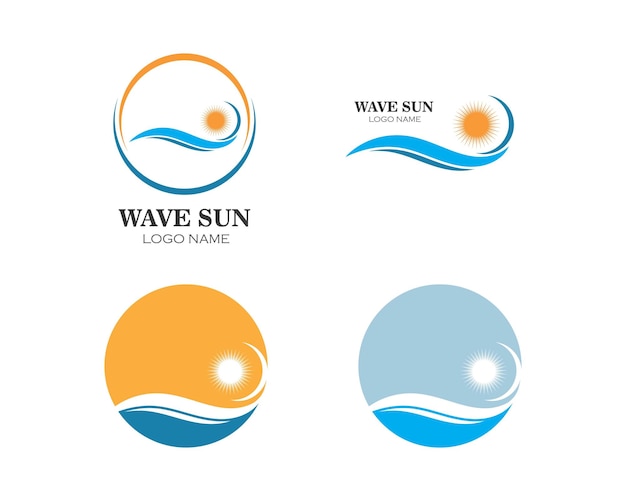 Wave sun logo icon vector illustration design template